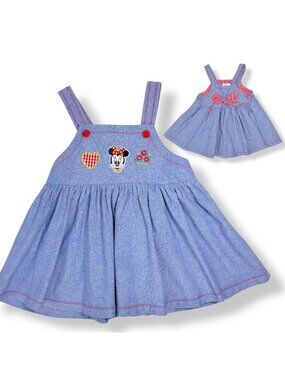 Vintage Disney Toddler Girls Minnie Mouse Heart Chambray Tunic Dress 3T